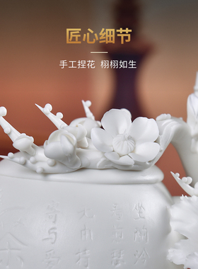 素茗中国白德化瓷捏花工艺品摆件