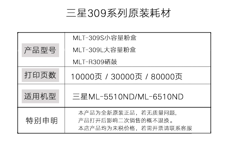 原装 三星MLT-R309/D309S/D309L硒鼓 粉盒 三星ML-6510ND 5510ND墨粉盒 309L大容量 R309感光鼓 - 图1