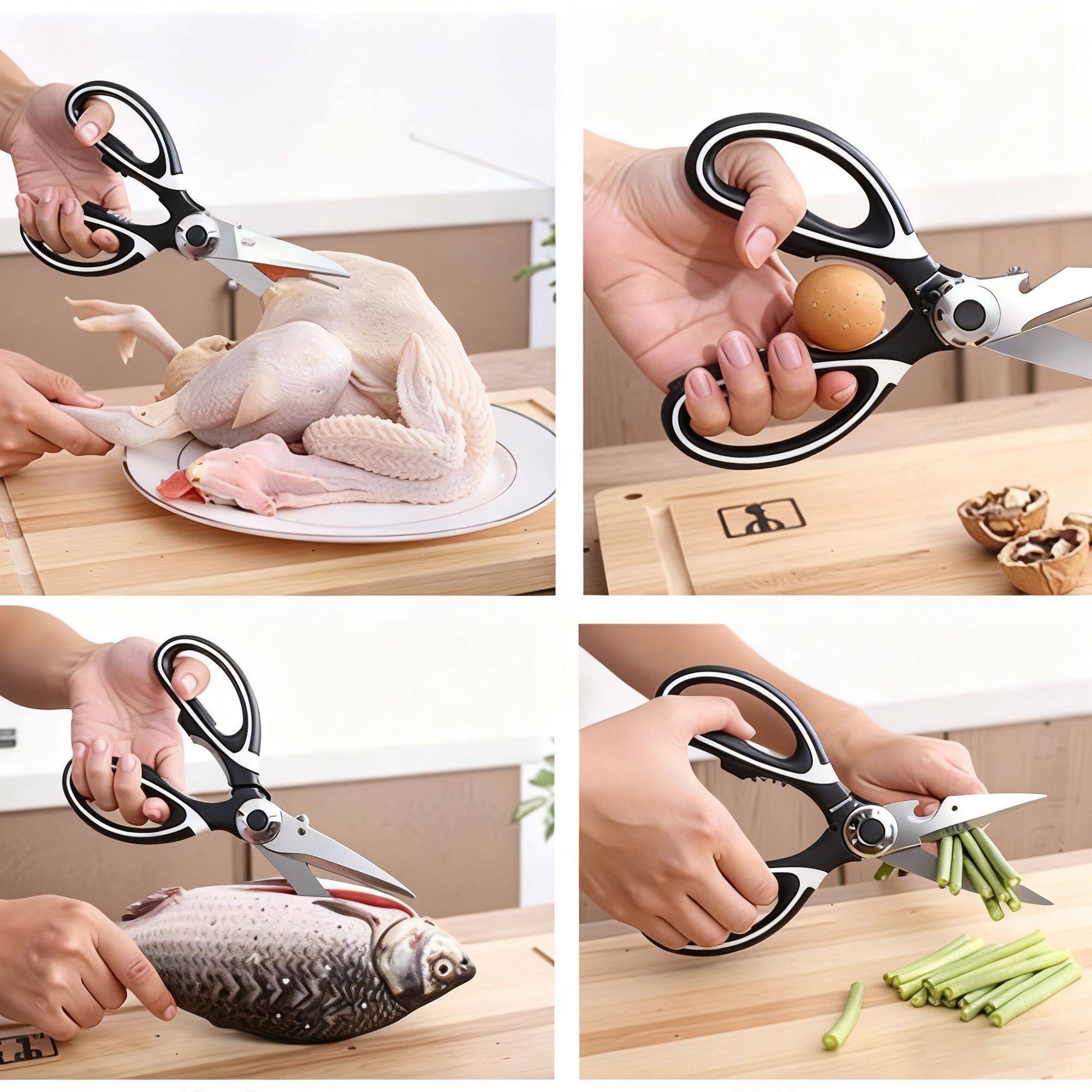 不锈钢厨房剪刀家用高颜值强力鸡骨剪食物剪刀加长多功能