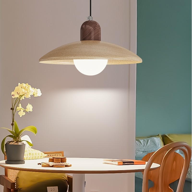 餐厅吊灯胡桃色复古中古风侘寂风创意三头飞碟个性民宿餐桌吧台灯,淘宝优惠券,粉丝福利购,淘宝优惠卷