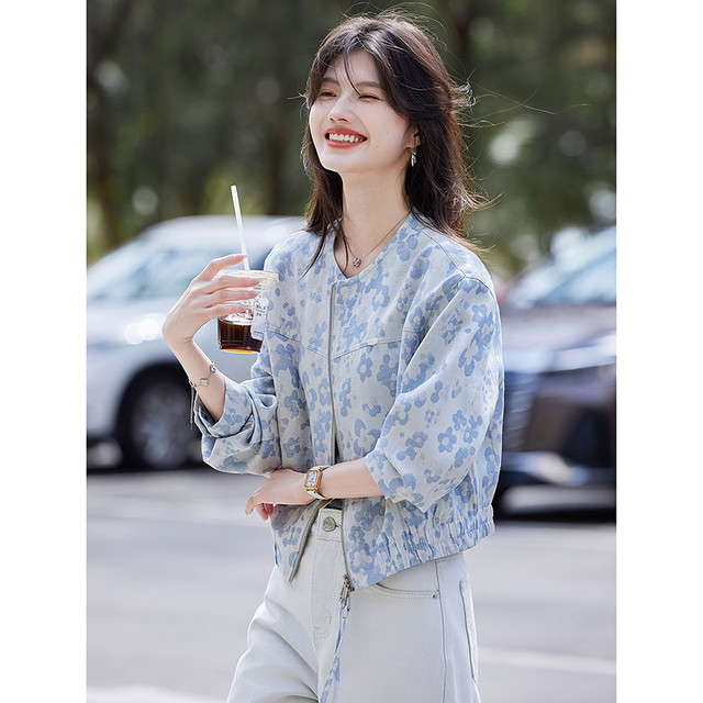 Awakening Paradise Spring New Chinese Style Short Small Loose Jacket Top Jacquard Baseball Jacket