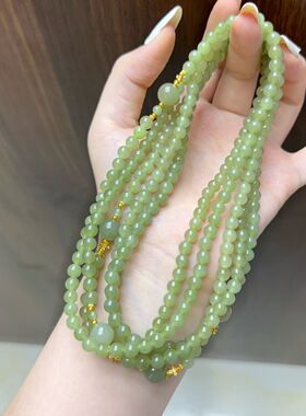 玉阅珠宝和田玉双层圆珠手链