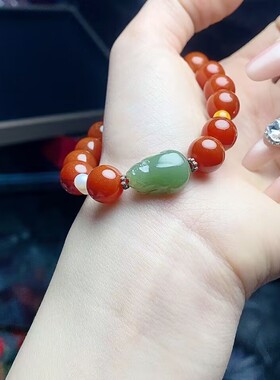 玉阅珠宝石英岩翡翠色长桶珠