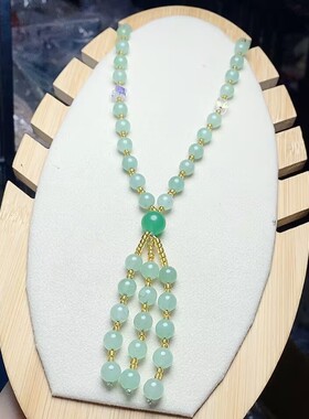 玉阅珠宝天然东陵玉新中式毛衣链