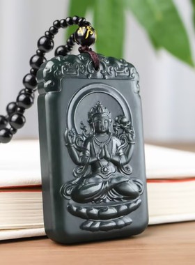 天然和田青玉千手佛像吊坠男款