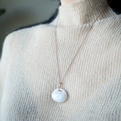 良器艺术 天然和田玉吊坠  羊脂白玉竹节宝宝锁挂件 男女款颈饰 - 图0