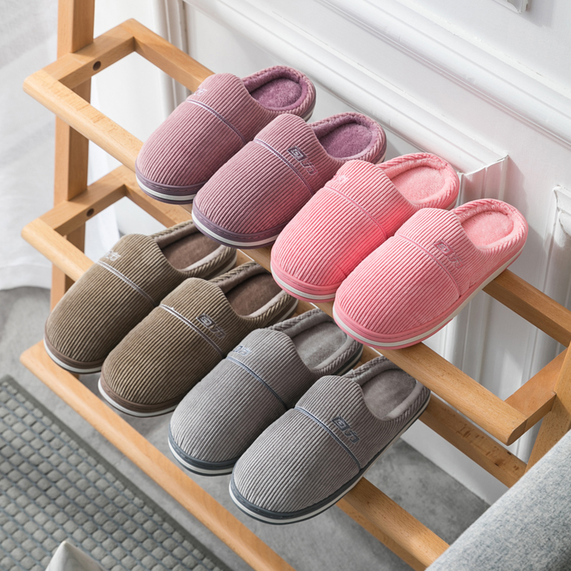 回力棉拖鞋男士秋冬季加绒厚底家居室内2024年新款毛毛棉鞋女冬天