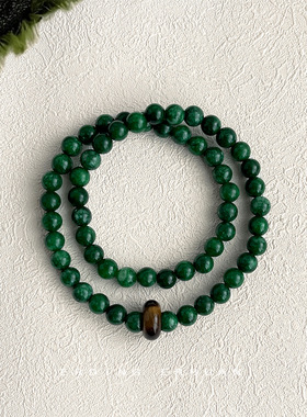 远山黛黄黑皮显白手链叠戴天然石串珠手串小众高级国风新中式手镯