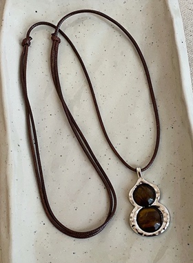 天然石毛衣链高领毛衣配饰秋冬曼德拉配色复古新中式国风新款颈链