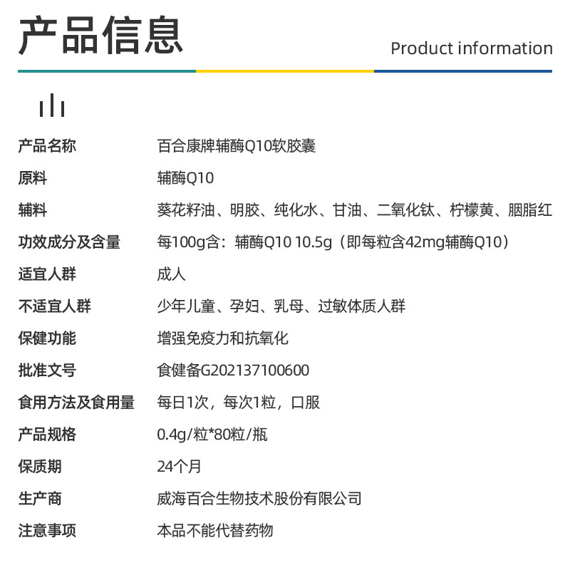 拍2发3百合康牌辅酶q10软胶囊 金周保健品辅酶Q10