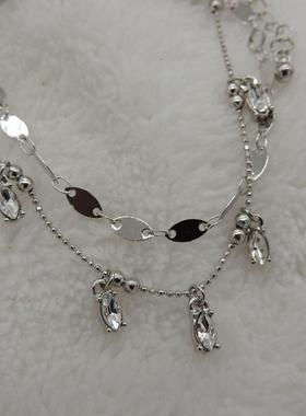 青岛欧美时尚简约百搭气质款双层叠小众玻璃脚链Q2