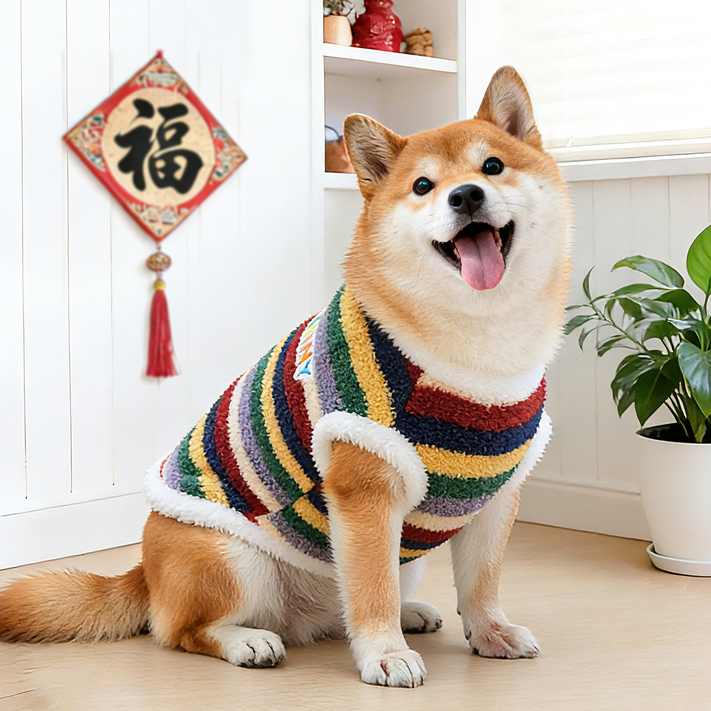 宠物狗狗衣服红色新年背心冬季秋冬保暖中型犬柴犬柯基睡衣马甲冬,淘宝优惠券,粉丝福利购,淘宝优惠卷