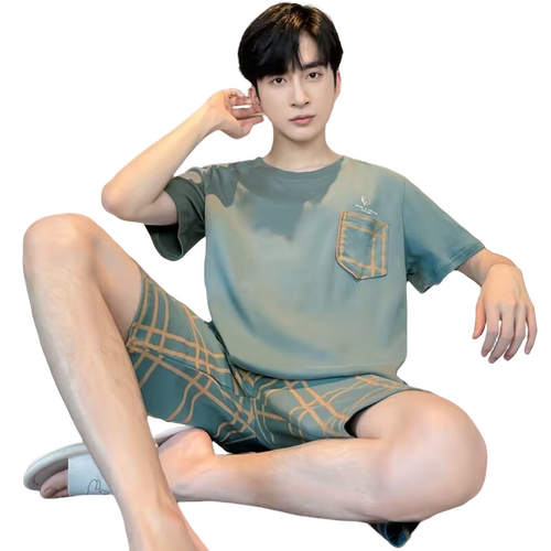 男士睡衣夏季纯棉100％全棉短袖短裤夏天薄款2026男款大码家居服 - 图3