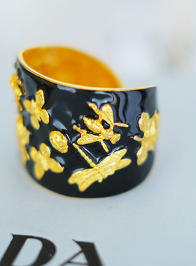 vintage toccata KJL 黑色 蜜蜂 蝴蝶 花卉 小号 手镯