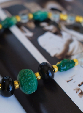 vintage toccata KJL 绿色 金色 摩登 项链