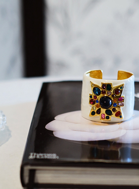 vintage toccata KJL 马耳他 白色 珐琅 摩登 手镯