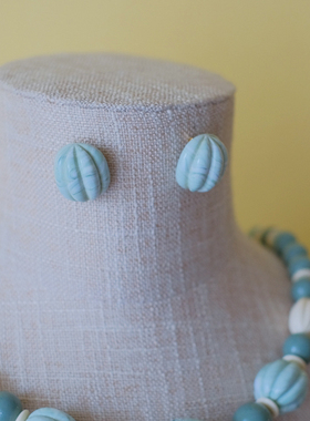 vintage toccata avon 雅芳 绿色 项链 耳针 套装