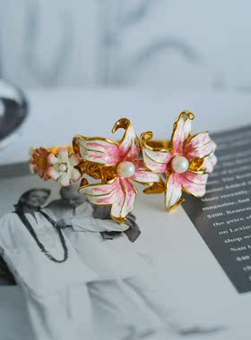 vintage toccata KJL 粉色 鸢尾花 手镯