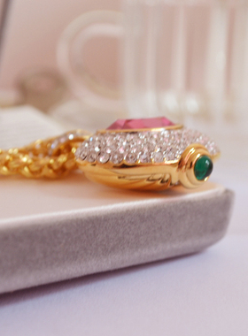 艺伎的胭脂 vintage Nolan Miller 粉色 绿色 保存品 保存品 项链