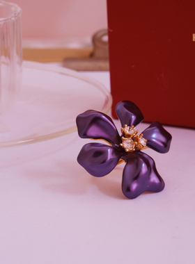 艺伎的胭脂 vintage KJL 紫色 花朵  戒指