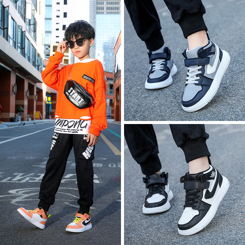 小黄鸭儿童版a鞋j男童鞋2021秋男孩空军一号板鞋中大童运动篮球鞋 - 图2