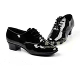 Мужские танцующие туфли для мальчиков для черной кожи