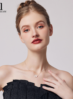 999纯银天然贝壳蝴蝶项链ins风