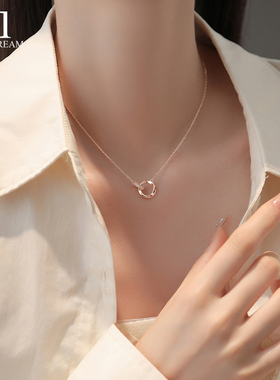 999纯银莫比乌斯双环项链轻奢