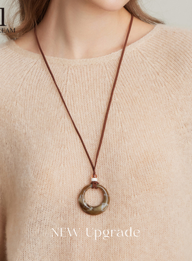 美拉德圆环吊坠项链长款复古高级