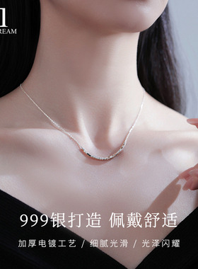 999纯银方块项链简约百搭时尚