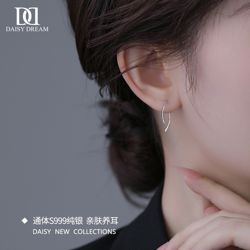 S999纯银简约耳环：百搭高雅足银耳饰