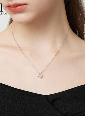 999纯银天然珍珠水滴项链高级感