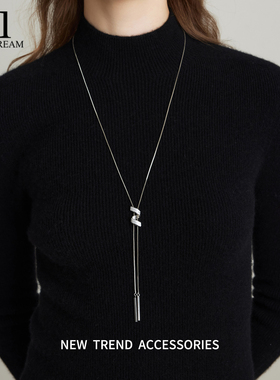 微镶螺旋抽拉项链女轻奢小众