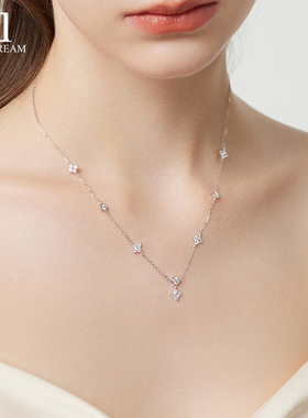 999纯银镶钻四叶草项链高级轻奢