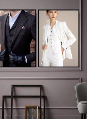 西装店挂画西服定制裁缝婚纱店礼服馆墙面装饰画男士服装店试衣间