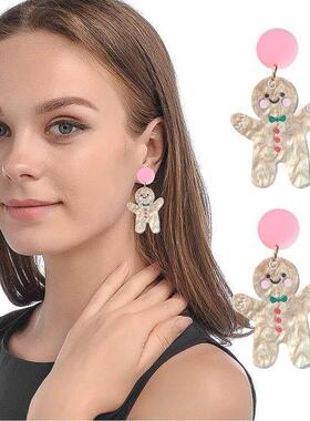 欧美圣诞树彩虹考拉恐龙仙人掌姜饼人耳环耳饰Christmas Earrings