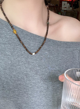 原创手作沉香项链双圈手链