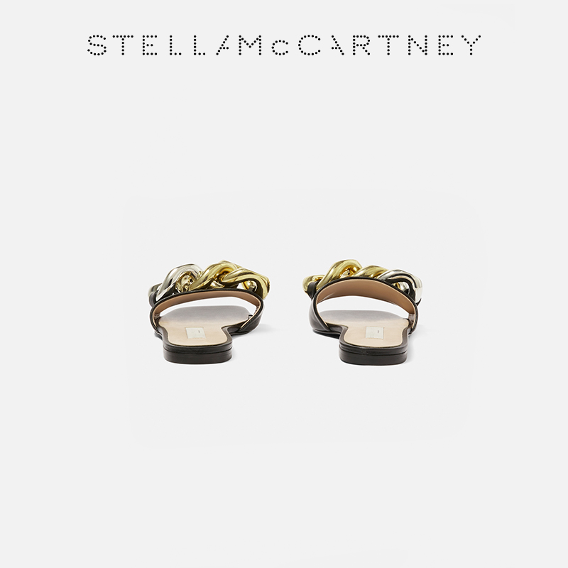 [低至3折]FALABELLA  Stella McCartney链饰黑色平底凉拖凉拖鞋 - 图1