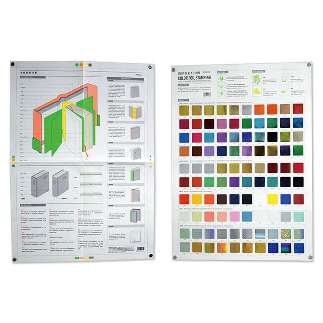 Detailed explanation of printed book structure + 100 examples of printing hot stamping colors + font size usage reference table + color usage reference + typesetting font size process template + design measurement tool 6-book set design reference poster