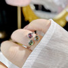 Xingzan 925 sterling silver gold-plated natural plain tourmaline ring light luxury high-end minimalist elegant versatile opening