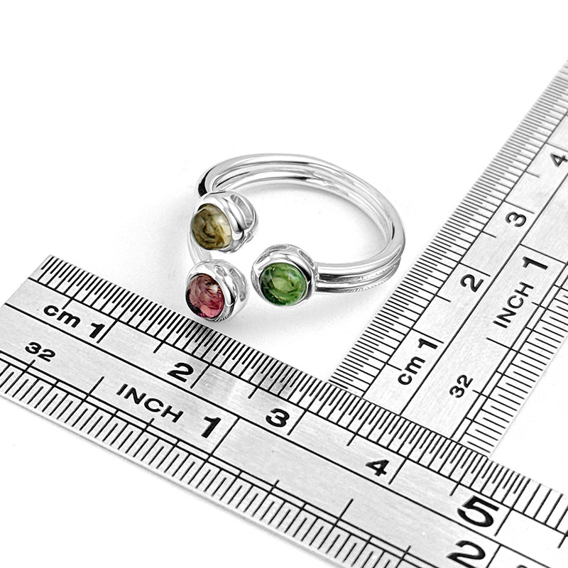 Xingzan 925 sterling silver gold-plated natural plain tourmaline ring light luxury high-end minimalist elegant versatile opening