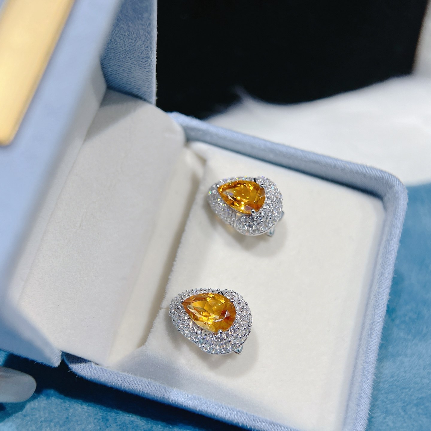 星赞轻奢珠宝925银镶嵌约5.6克拉天然黄水晶水滴切割耳钉高级耳饰,淘宝优惠券,粉丝福利购,淘宝优惠卷