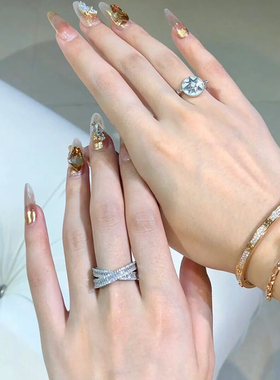 许愿星星满钻纯银罗盘贝母戒指