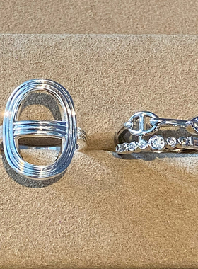重工猪鼻银色系几何风戒指