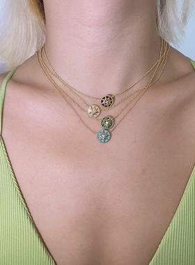 日韩风仙女纯银叠戴八芒星罗盘