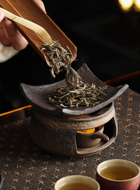日式粗陶烤茶炉陶瓷茶叶提香器