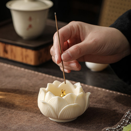 象牙果莲花线香插座创意小香炉家用室内香器线香香托茶桌檀香薰炉 - 图0