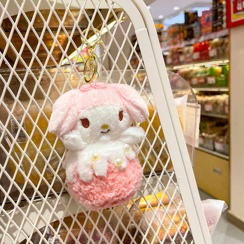 新款卡通小熊钥匙扣挂件毛绒玩具小兔子情人节礼物娃娃少女心吊坠