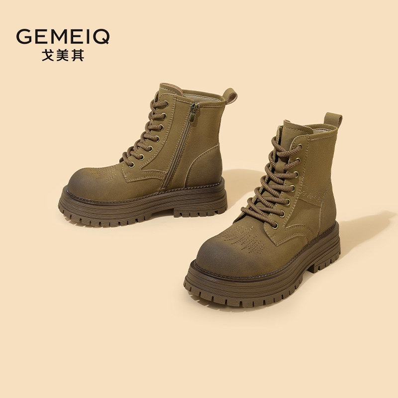 戈美其2025新款冬厚底马丁靴女单靴爆款大黄靴户外徒步登山短靴子,淘宝优惠券,粉丝福利购,淘宝优惠卷