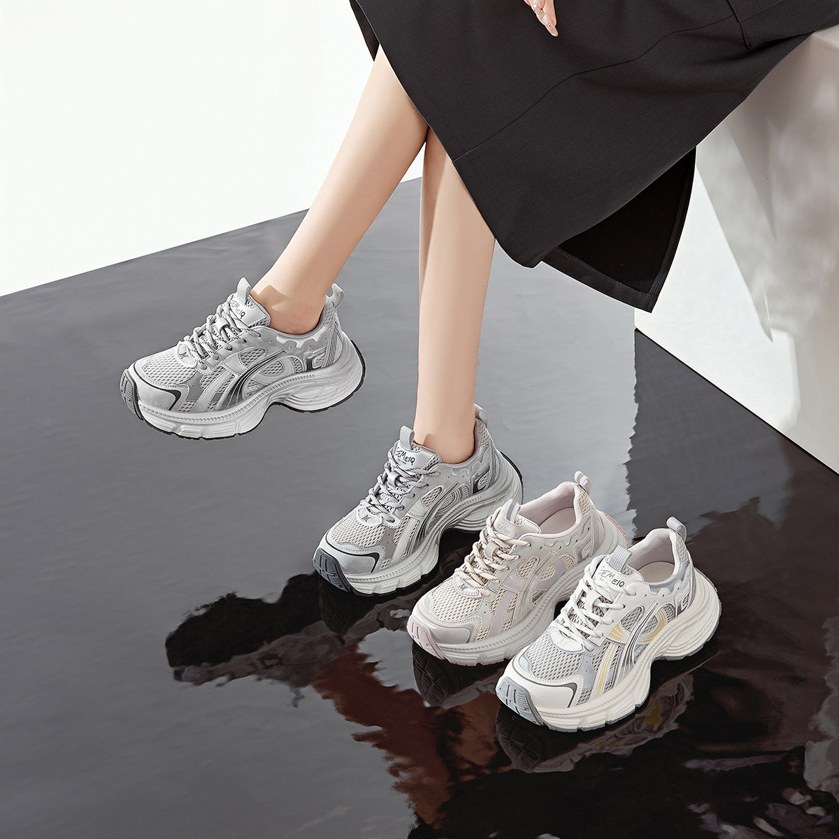 戈美其女鞋2025新款时尚老爹鞋厚底增高运动鞋透气网面运动休闲鞋,淘宝优惠券,粉丝福利购,淘宝优惠卷